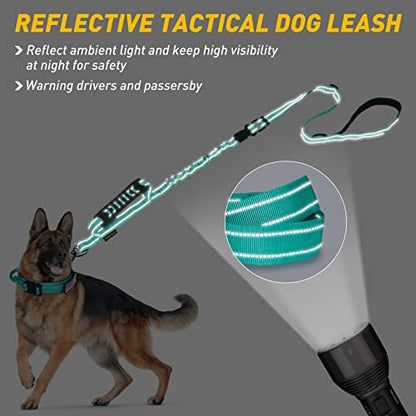 AUBELL Tactical Dog Leash Heavy Duty,4-6ft Reflective Strong No Pull Bungee Leash for Medium Large Dogs with Comfortable Padded Double Handle,Car Seat Belt,360 Degree Rotating Carabiner,Teal - color: M/L-Teal(4-6FT)