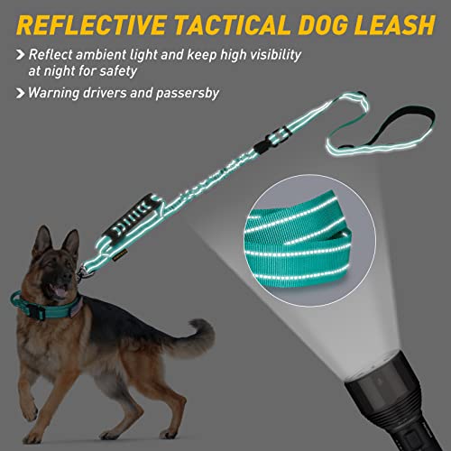 AUBELL Tactical Dog Leash Heavy Duty,4-6ft Reflective Strong No Pull Bungee Leash for Medium Large Dogs with Comfortable Padded Double Handle,Car Seat Belt,360 Degree Rotating Carabiner,Teal - color: M/L-Teal(4-6FT)