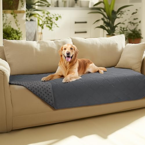 Luciphia 100% Waterproof Couch Cover Blanket for Dogs Anti-Slip Pet Couch Protector Sofa Mat Puppy Cat with Non-Slip Bottom, Grey, 30x70 Inch - color: Grey, size: 30" x70"