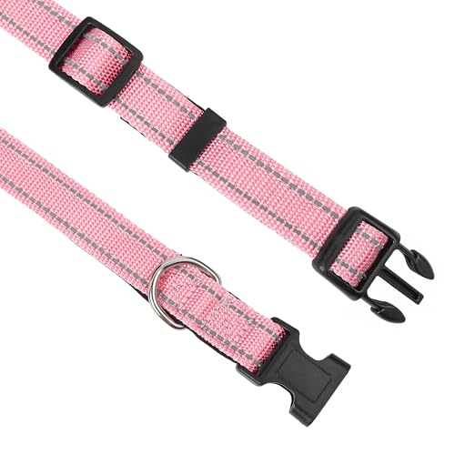 Reflective Dog Collar, Adjustable Soft Neoprene Padded Nylon Pet Collars with Buckle for Puppy and Small Dogs, Cats, Light Pink,XS - color: Light Pink, size: X-Small