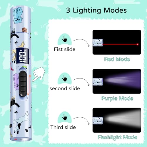 TBTeek Cat Toy, Battery Screen, Cute Fun Creative Body, Rechargeable, 7 Adjustable Patterns, Interactive Kitten Pet Dog Chase Toy for Fun Chase Play Exercise (1pcs) - size: 1pc battery display