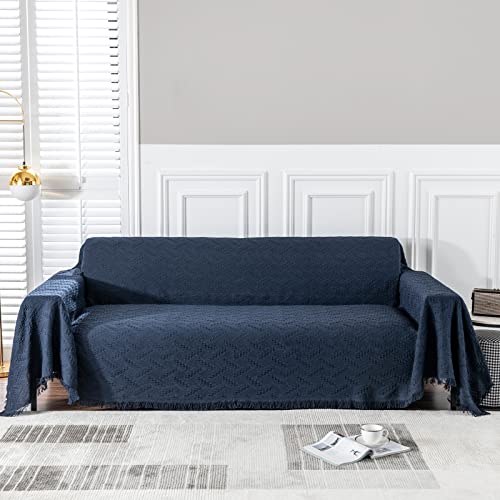 MEETSKY Sofa Covers Couch Cover L Shape Sectional Couch Covers Sofa Slipcover for Reclining Couch 3 Seat Washable Soft Throws Cover Blankets Decorative for Living Room(X-Large: 71" x 118", Navy) - color: Navy, size: 71" x 118" | X-Large