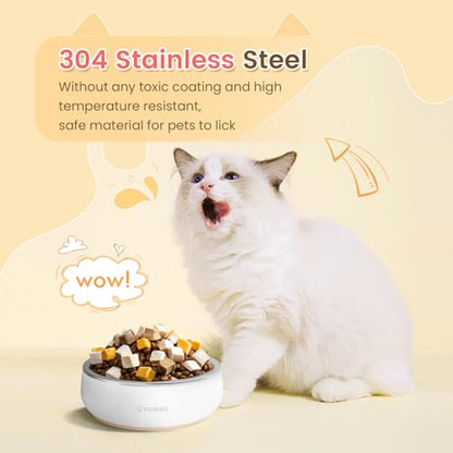 Pawaii Small Dog Bowls, 12 oz. Food Water Bowl Designed for Puppies and Cats with Non-Slip Rubber Base, Upgraded Metal Insulated, Double Stainless Steel Bowls - color: Cream White, size: 12oz