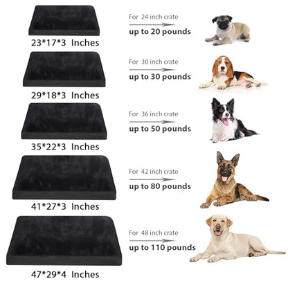 Dog Crate Bed Waterproof Deluxe Plush Dog Beds with Removable Washable Cover Anti-Slip Bottom Pet Sleeping Mattress for Large, Medium, Jumbo, Small Dogs, 23 x 17 inch, Black - color: Black, size: 23.0"L x 17.0"W x 3.0"Th