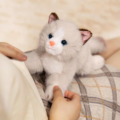 PEACH CAT Cat Stuffed Animal 9.8" Realistic Kitten Plushies Soft Plush Toys Gifts for Kids Grey and White - style: 9.8“ Grey and White Cat