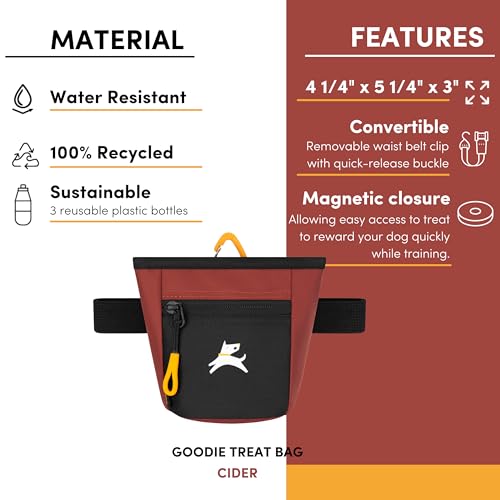 OllyDog Goodie Treat Bag, Dog Treat Pouch, Waist Belt Clip for Hands-Free Training, Magnetic Closure, Dog Training and Behavior Aids, Three Ways to Wear (Cider) - color: Cider