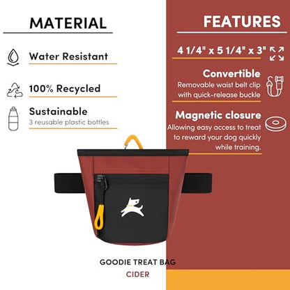 OllyDog Goodie Treat Bag, Dog Treat Pouch, Waist Belt Clip for Hands-Free Training, Magnetic Closure, Dog Training and Behavior Aids, Three Ways to Wear (Cider) - color: Cider