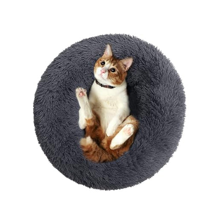 Large Cat Bed Round Dog Bed Warm Pet Beds Large Rabbit Pillow Calming Donut Ferret Beds Pillow Pet Kitten Bed Suit for 8KG Pet