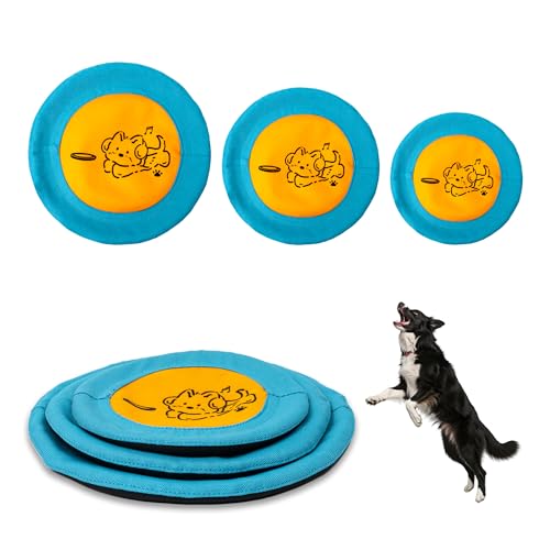 Bifeaw 3 Packs Nylon Interactive Dog Flying Disc - Floating Dog Toys for Aggressive chewers - Water Toys for Dogs