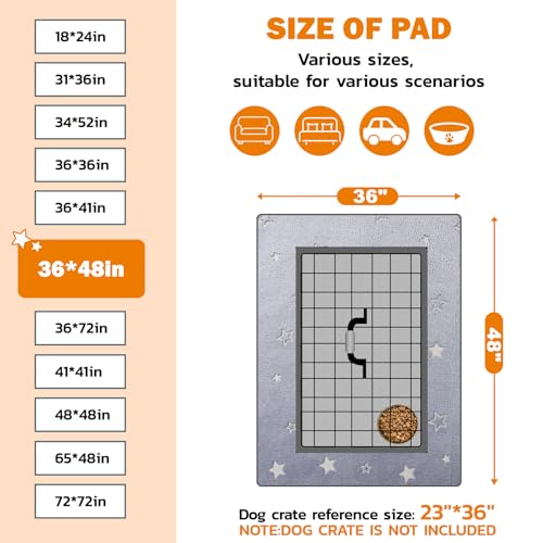 LOOBANI Washable Pee Pads for Dogs, Fast Absorption Reusable Puppy Pads, Waterproof Whelping Pad, Non Slip Training Pet Playpen Mat for Floor, Dog Crate, Grey 2 Pack 36 x 48 in - size: 36x48 in(2 Pack)