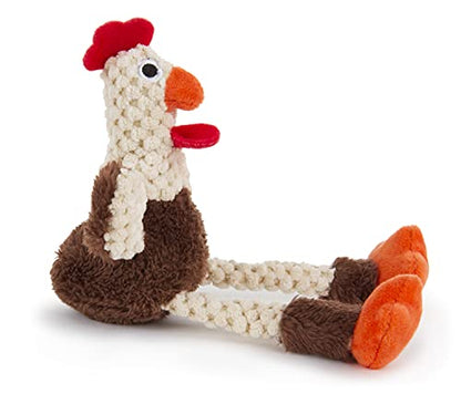 goDog Checkers Just for Me Skinny Rooster Squeaky Plush Dog Toy, Chew Guard Technology - Brown, Mini - color: Checkers - Skinny Rooster (Brown), size: Mini
