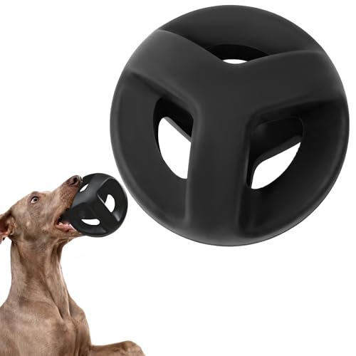 Fida Natural Rubber Dog Balls for Aggressive Chewers, Durable Dog Chew Toys for Large Dogs, Interactive Fetch & Tug of War Toys for Medium Large Breed Non-Toxic Dish Washable,4.5 * 4.5" - color: Jet Black
