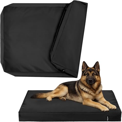 Waterproof Dog Bed Cover Replacement Washable, Extra Large, XL, Easy to Clean, Pet Hair Resistant, Heavy Duty Oxford, Zipper Closure, Indoor/Outdoor, Fits 50 Inch Dog Crate - 48x35x4, Black - color: Black, size: 48"L x 35"W x 4"Th