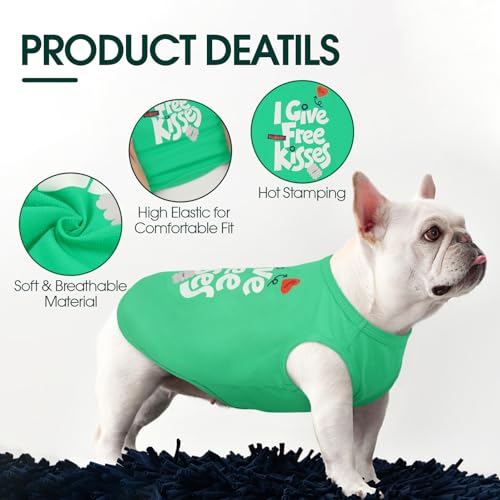 Kuoser Dog Shirt, Printed Dogs T-Shirt Soft Breathable Dog Shirts, Cute Doggy Sweatshirt for Small Medium Large Girls Boys, Pet Funny Clothes Tank Top Sleeveless Dogs Vest, Green M - color: Green, size: Medium (Chest: 18.5")