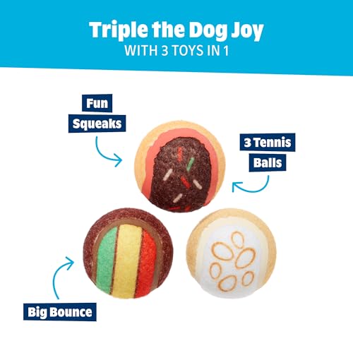Barkbox Ballscoti Cookies Rubber Tennis Balls for Dogs & Puppies | Italian-Inspired Trio of Squeaky Fetch Balls for Bounce, Chase & Play | Durable, Engaging & Fun for Playful Pups - color: Ballscoti