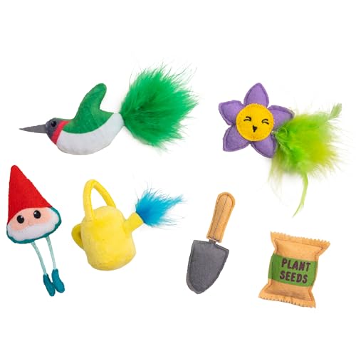 Catstages Garden Fur-Ends Interactive Catnip Toys 6 Pk with Feathers, Crinkle - color: Fur-ends, size: 6 Pack