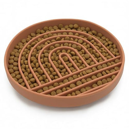 Should We Go? Slow Feeder for Dogs & Puppies, The Slowdown Bowl Silicone Slow Eating, Lick Mat Design, Reduces Gulping, Fits 2.5 Cups, 9.5” Across x 1.5” Tall, Mealtime Challenge, Large-Terracotta - color: Terracotta - Rainbow Design, size: Large (9.5” Ac