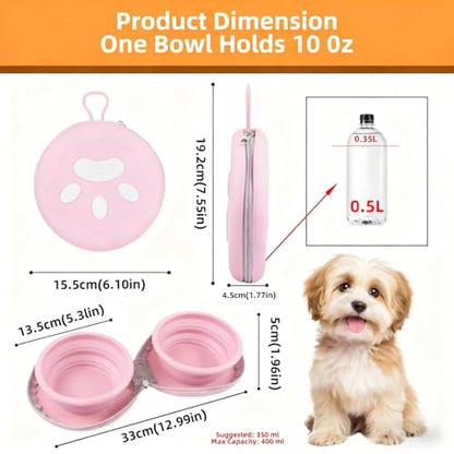 Zegcohjave Collapsible Dog Bowls,Travel Dog Bowl, Dog Water Bowl,Cat Bowl,Portable Pet Bowl, Suitable for Travel, Camping, and Hiking(Pink) - color: Pink