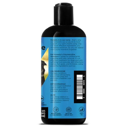 Pet Honesty Chlorhexidine Cat & Dog Seasonal Itch Relief Shampoo, for Allergies, Itching, Skin and Coat Supplement, Helps Shedding, Hot Spots, Deodorizing Dog Shampoo & Grooming Supplies,16oz
