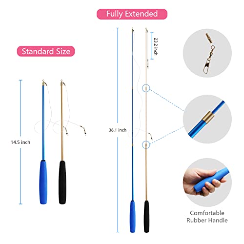 12PCS Interactive Kitten Toys, Retractable Indoor Cat Wand Toys with Replacement Teaser, Rainbow Ribbon and Make Exercise by Sunshinetop - color: Cat Feather Toys