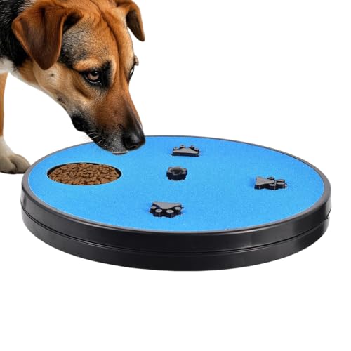 Adjustable Dog Nail Scratch Board with Treat Box 33x33x4cm Rotating Dog Nail Scratch Pad, Anti-Slip Interactive DogNail File Scratchs Pad, for Furniture Couch Floor Car Training Foraging - color: Blue