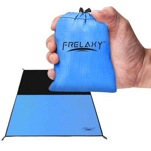 Frelaxy Pocket Picnic Blanket, Waterproof Sandproof Beach Mat, Compact Camping Tarp for Festivals, Hiking, Travel, Outdoor Recreation (Blue, 35'' x 57'') - color: Blue, size: 35'' x 57''
