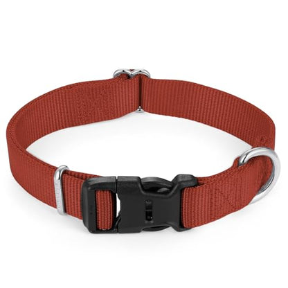 Mikivery Nylon Dog Collar with Quick Release Buckle Soft Adjustable Sturdy for Small Medium Large Dogs Brick,L - color: Brick, size: L：17.5"-25.5"