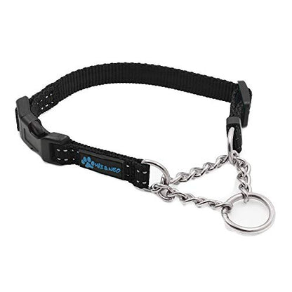 Max and Neo Stainless Steel Chain Martingale Collar - We Donate to a Dog Rescue for Every Collar Sold (X-Small, Black) - color: BLACK, size: X-Small