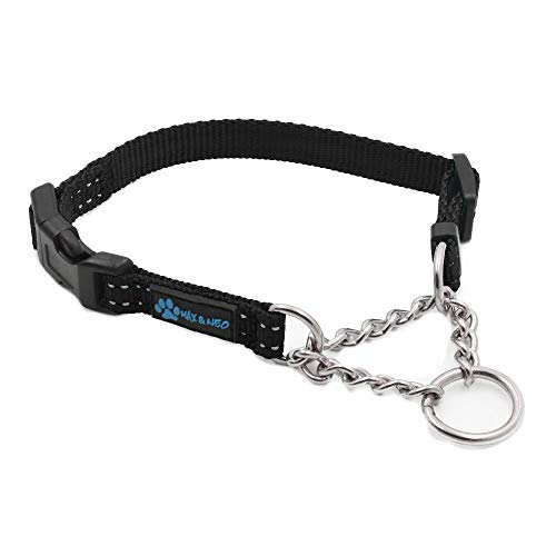 Max and Neo Stainless Steel Chain Martingale Collar - We Donate to a Dog Rescue for Every Collar Sold (X-Small, Black) - color: BLACK, size: X-Small