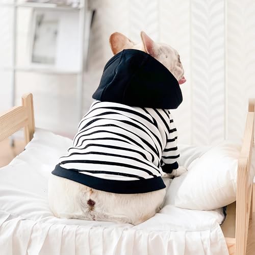 Dog Sweaters for Medium Dogs Boy French Bulldog Clothes,Frenchie Clothes Dog Fleece Sweaters Winter Coat Pet Sweatshirt Hoodie Medium Sized Halloween Costume,Black Striped,XL - color: Black Striped, size: X-Large