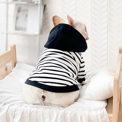 Dog Sweaters for Medium Dogs Boy French Bulldog Clothes,Frenchie Clothes Dog Fleece Sweaters Winter Coat Pet Sweatshirt Hoodie Medium Sized Halloween Costume,Black Striped,XL - color: Black Striped, size: X-Large