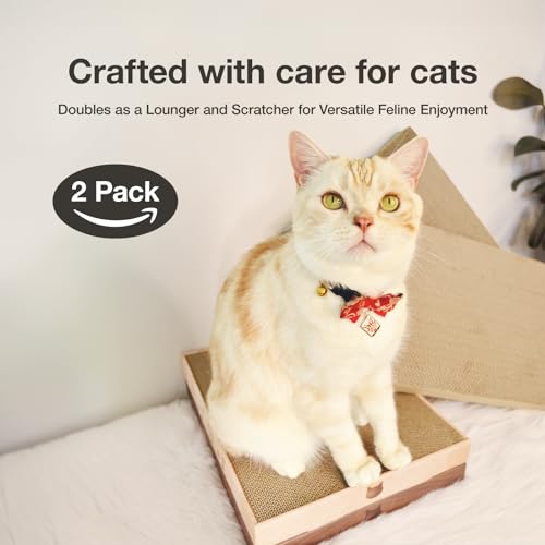 Necoichi Cardboard Cat Scratcher Bed for Indoor Cats - Cat Scratching Board (16" Wide, c. Replacement 2 Pads) - size: 16" Wide