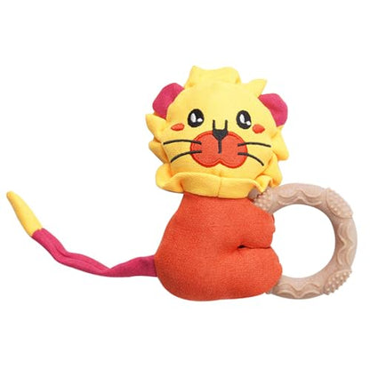 TiaoBug Puppy Teething Toy with Squeaky Soft Plush Dog Chew Toys for Small Dogs Interactive TPR Lion One Size - color: Lion