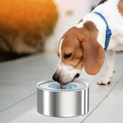1Gallon Slobber Stopper Water Bowl for Dogs, US Patented Splash-Proof Paws Lid, 18/8 Stainless Steel, Anti-Slip Base, No Spill for Messy Large Medium Dogs, Ear Protection for Floppy-Eared Breeds - color: Blue