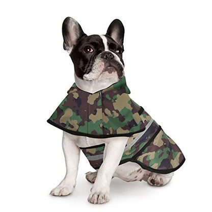 HDE Dog Raincoat Jacket Reflective Adjustable Hooded Pet Poncho Rain Coat with Leash Hole for Small to X-Large Dogs Camo - S - color: Green Camo, size: Small