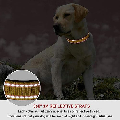 Reflective Dog Collar with Buckle Adjustable Safety Nylon Collars for Small Medium Large Dogs, Brown XL - color: Brown, size: XLarge :Width 1",Neck 16-26"