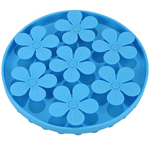 Slow Feeder,Cat Help Slow Down Eating Speed Cut Flower Silicone Rubber Cute Slow Feeder for Puppy/Cat/Dog (Blue) - color: Blue