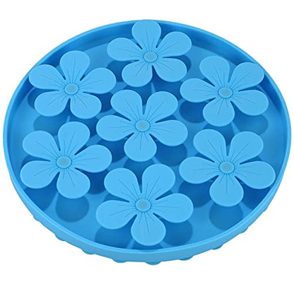 Slow Feeder,Cat Help Slow Down Eating Speed Cut Flower Silicone Rubber Cute Slow Feeder for Puppy/Cat/Dog (Blue) - color: Blue