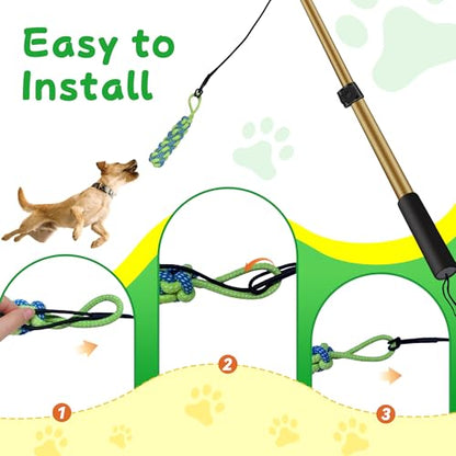 Flirt Pole for Dogs, Interactive Dog Toys Extendable Teaser Wand with Lure Chewing Toys, Chase and Tug of War for Small Medium Large Dogs Training Playing Exercise - size: 40.5Inch Pole-Gold