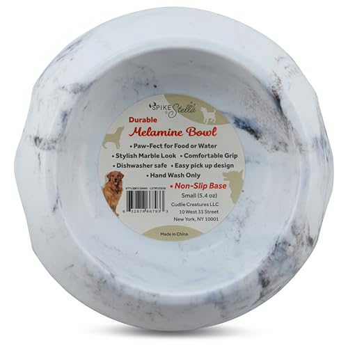 Marble Print Melamine Dog and Cat Food and Water Bowl, Non Skid Base, Anti-Slip Pet Feeder Bowls (5.4 Ounce, 13.5 Ounce,27 Ounce) - size: Small 5.5 Ounce