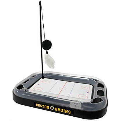 Pets First NHL Boston Bruins Hockey Field Scratching Pad with Interactive Cat Ball Bell Toy Set - color: Boston Bruins