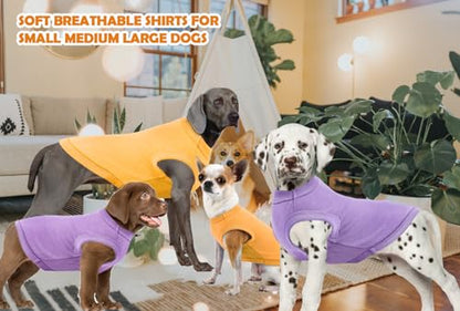 Dog Plain Shirts,Solid Dogs Clothes,Lightweight Stretchy Doggy Tee Shirt,Sleeveless Blank Puppy Chihuahua Cats Samll Costumes,Yellow & Purple S - color: Yellow & Purply, size: Small
