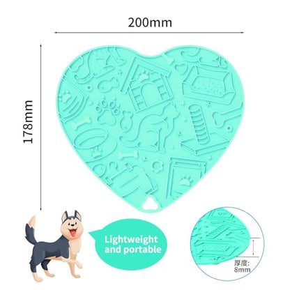Cat & Dog Slow Feeder Puzzle Toy — Interactive Cat Puzzle Feeder Bowl, Dog Puzzle Feeder, Dog Lick Mat, Mental Stimulation Toy for Indoor Cats & Dogs, Anti-Gulp, Fun & Durable Heart Shape(Mint) - color: Mint