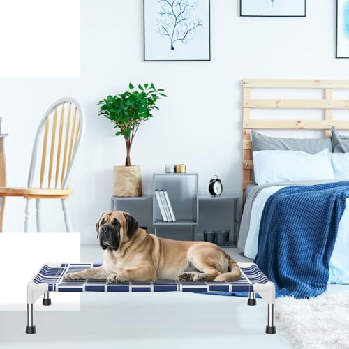 Elevated Dog Bed - Soft Comfortable Fabric, Easy to Clean, Stainless Steel Frame, Raised Design for Air Circulation, Durable Pet Cot for Medium Dogs, Breathable & Stable Pet Bed - size: M