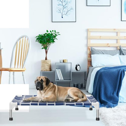 Elevated Dog Bed - Soft Comfortable Fabric, Easy to Clean, Stainless Steel Frame, Raised Design for Air Circulation, Durable Pet Cot for Medium Dogs, Breathable & Stable Pet Bed - size: M