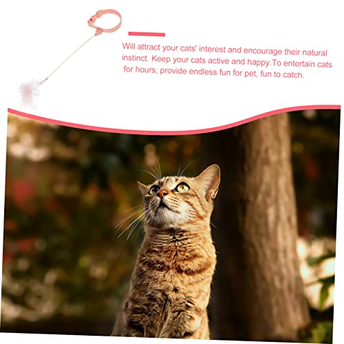 POPETPOP Cat Toy Feather Teaser Rod with Collar Kitten Teaser Toy for Indoor Play Exercise