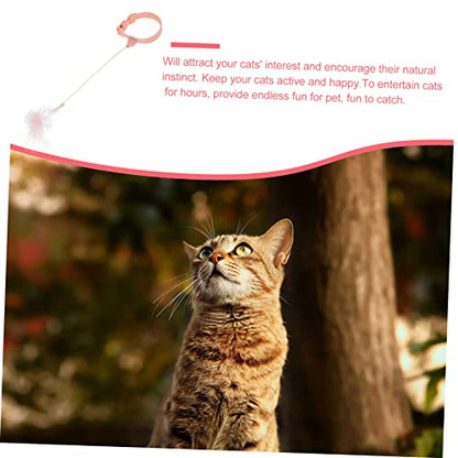 POPETPOP Cat Toy Feather Teaser Rod with Collar Kitten Teaser Toy for Indoor Play Exercise