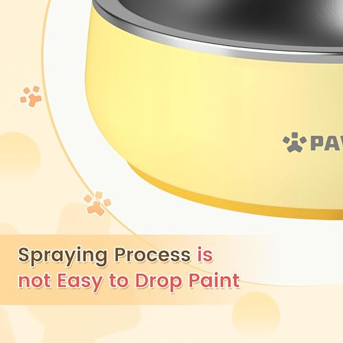 Pawaii Small Dog Bowls, 12 oz. Food Water Bowl Designed for Puppies and Cats with Non-Slip Rubber Base, Upgraded Metal Insulated, Double Stainless Steel Bowls, Cheese Yellow - color: Cheese Yellow, size: 12oz