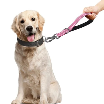 12 Inch Short Training Dog Leash with Padded Handle for Large Dogs, Lead with Locking Carabiner Clip, Strong Training Leash (Pink, 12 Inch) - color: Pink