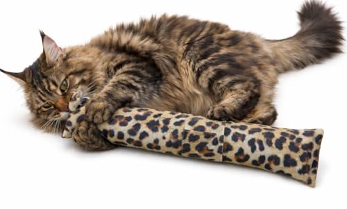 15” Refillable Catnip Kicker Toy for Cats – Handmade in USA Plush Kick Stick Filled with 1 oz Premium Catnip & Extra Catnip Included – Interactive Bunny Kick Toy (Cheetah) - color: Cheetah